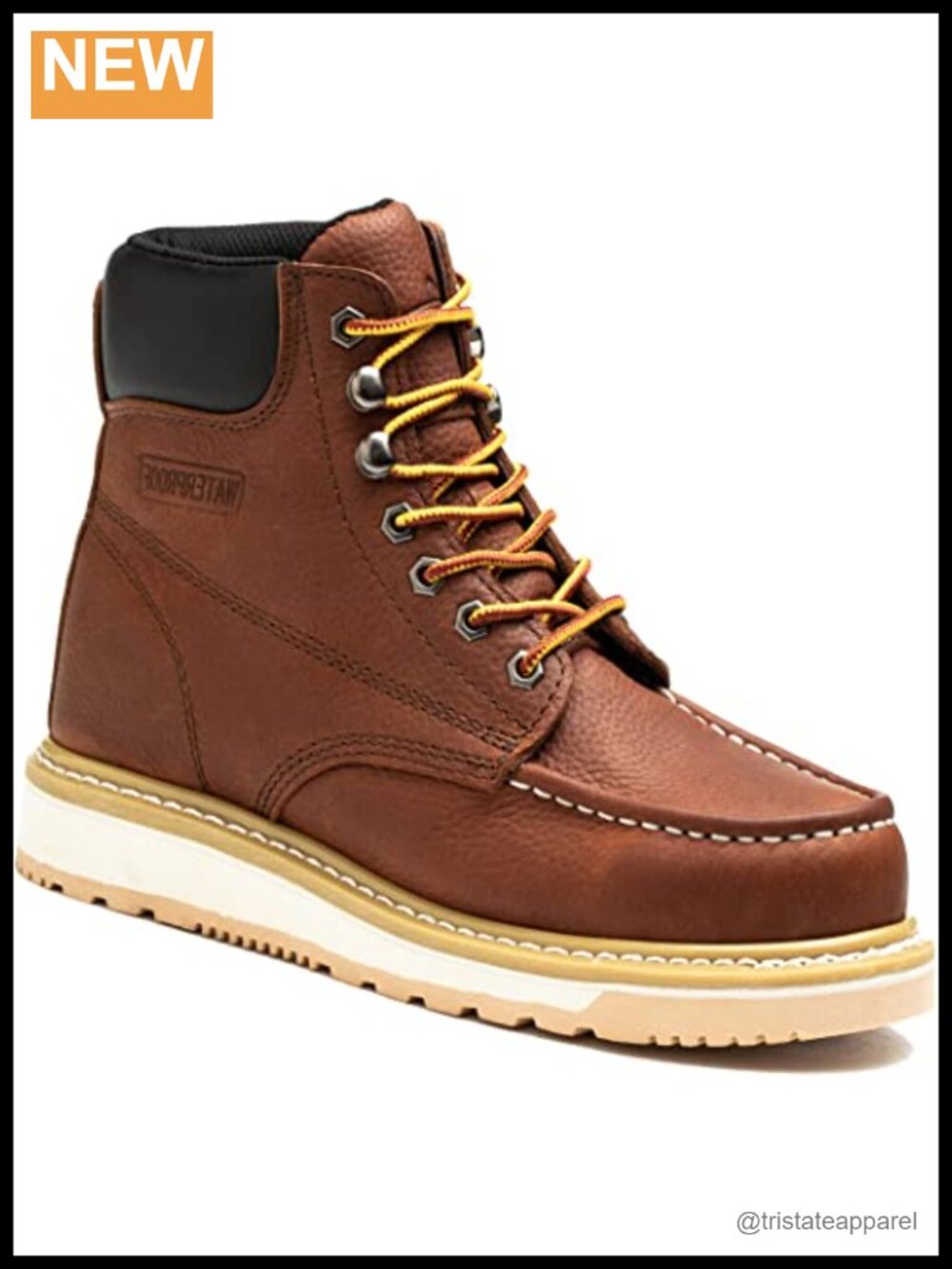 AZXPROT Men's 6" Soft Toe Wedge Sole Work Boots Waterproof Leather